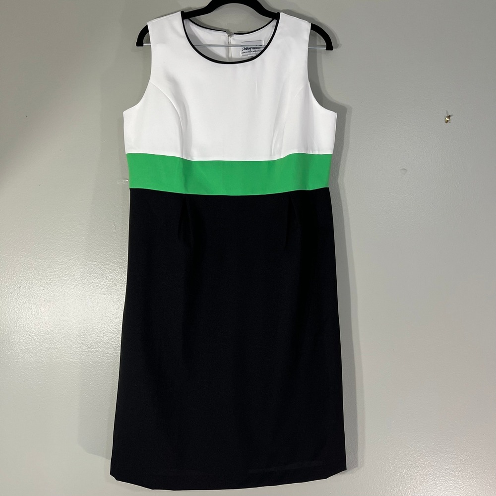 Anthony Richards 10P Colorblock‎ Sheath Dress White Green Black Sleeveless mod